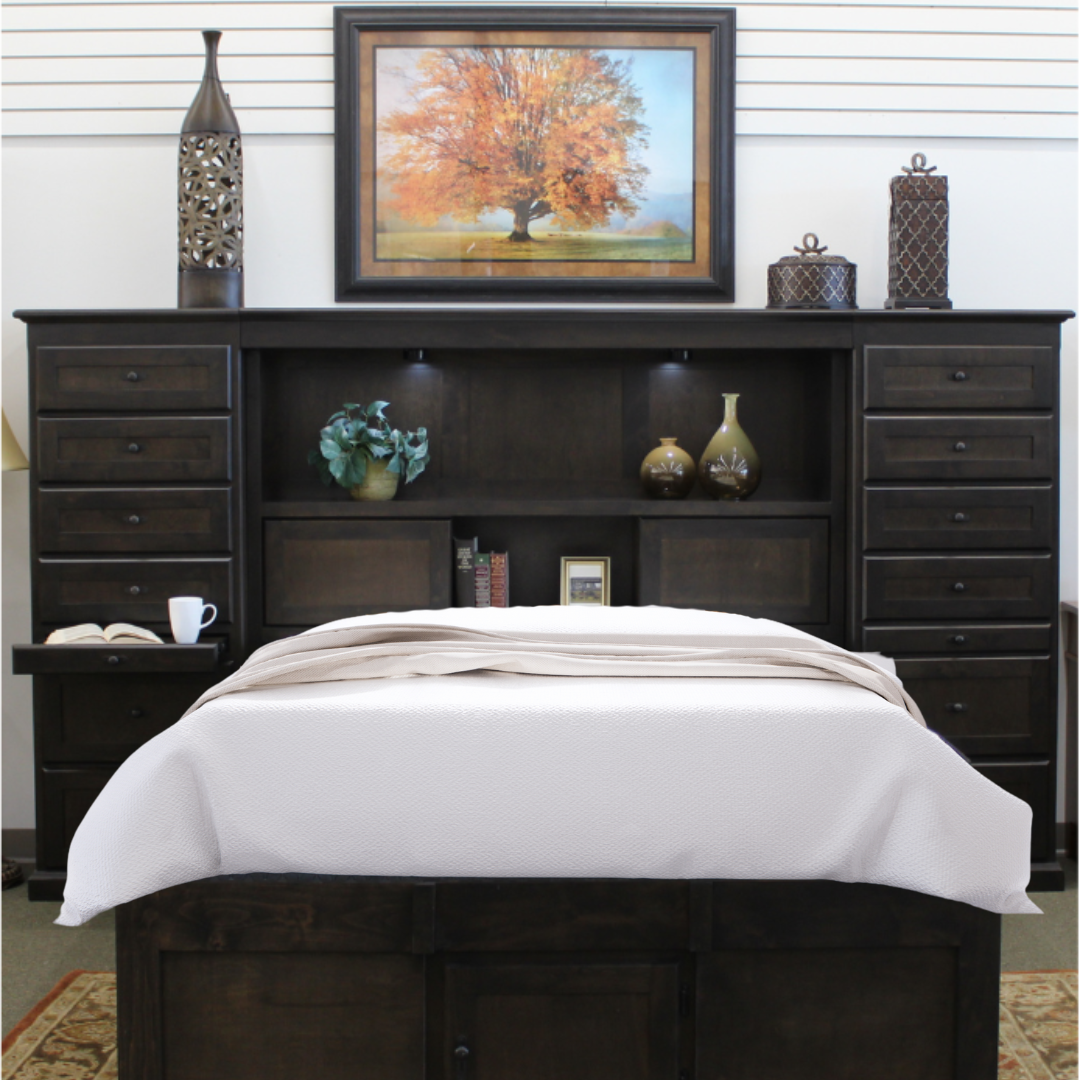 Mission Mid Wall with Panel Headboard and Side Piers with 6 Drawers (Bed Sold Separate) (Gift Idea!)